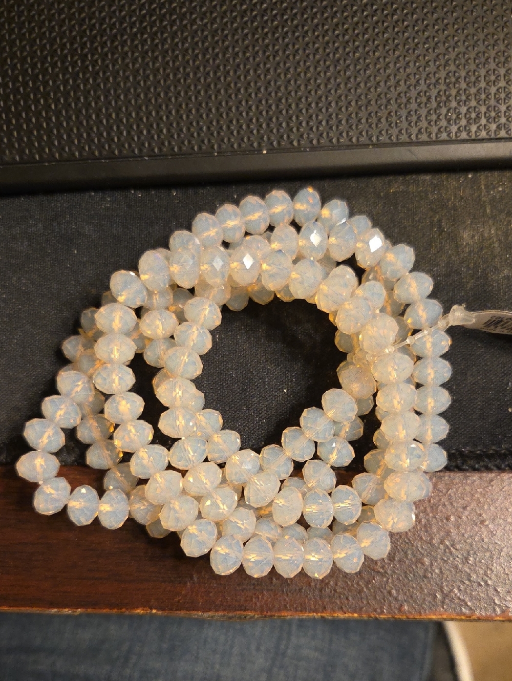 Opalescent White Faceted Bead Necklace